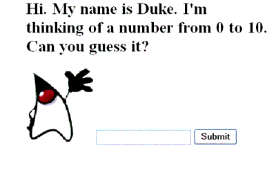 The greeting.jsp page of the guessNumber application